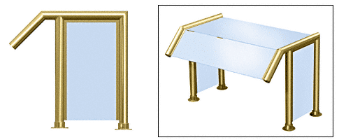 C.R. Laurence CRL Elegant 119 Series Sneeze Guard - 1-1/2&quot; Polished Brass Tubing, Glass On Slant, Top, and One End or Both Ends  | SG5119PB