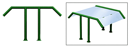 C.R. Laurence CRL Elegant 122 Series Sneeze Guard - 1-1/2&quot; Powder Painted Tubing, Glass On Slants and Top Only  | SG5122PT