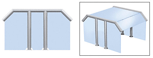 C.R. Laurence CRL Elegant 123 Series Sneeze Guard - 1-1/2&quot; Brushed Stainless Tubing, Glass On Slants, Top, and One End or Both Ends  | SG5123BS