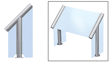 C.R. Laurence CRL Elegant 125 Series Sneeze Guard - 1-1/2&quot; Brushed Stainless Tubing, Glass On Slant, and One End or Both Ends  | SG5125BS