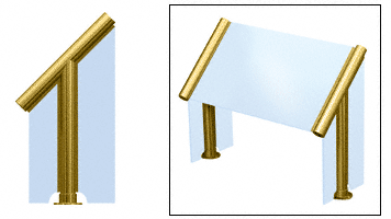 C.R. Laurence CRL Elegant 125 Series Sneeze Guard - 1-1/2&quot; Polished Brass Tubing, Glass on Slant, and One End or Both Ends  | SG5125PB