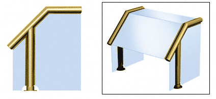 C.R. Laurence CRL Elegant 129 Series Sneeze Guard - 1-1/2&quot; Polished Brass Tubing, Glass On Slant, Top, and One End or Both Ends  | SG5129PB