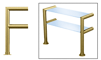 C.R. Laurence CRL Elegant 141 Series Sneeze Guard - 1-1/2&quot; Polished Brass Tubing, Glass On Top and Shelf Only  | SG5141PB