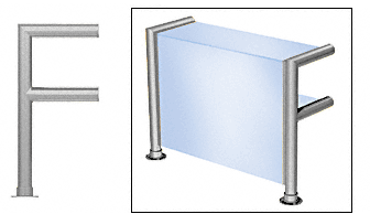 C.R. Laurence CRL Elegant 142 Series Sneeze Guard - 1-1/2&quot; Brushed Stainless Tubing, Glass On Top, Shelf, and Front Only  | SG5142BS