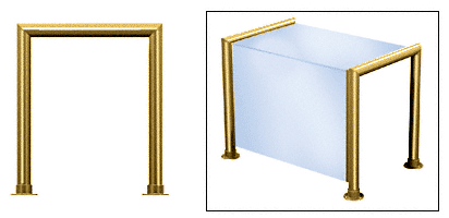 C.R. Laurence CRL Elegant 145 Series Sneeze Guard - 1-1/2&quot; Plished Brass Tubing, Glass On Top and Front Only  | SG5145PB