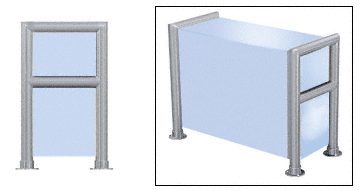 C.R. Laurence CRL Elegant 149 Series Sneeze Guard - 1-1/2&quot; Brushed Stainless Tubing, Glass On Top, Shelf, Front, and One End or Both Ends  | SG5149BS