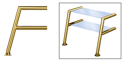 C.R. Laurence CRL Elegant 153 Series Sneeze Guard - 1-1/2&quot; Polished Brass Tubing, Glass On Top and Shelf Only  | SG5153PB