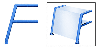 C.R. Laurence CRL Elegant 154 Series Sneeze Guard - 1-1/2&quot; Powder Painted Tubing, Glass On Top, Shelf, and Front Only  | SG5154PT