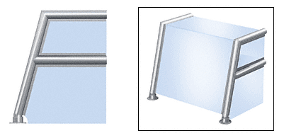 C.R. Laurence CRL Elegant 155 Series Sneeze Guard - 1-1/2&quot; Polished Stainless Tubing, Glass On Top, Shelf, Front, and One End or Both Ends  | SG5155PS