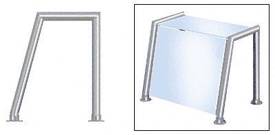 C.R. Laurence CRL Elegant 157 Series Sneeze Guard - 1-1/2&quot; Polished Stainless Tubing, Glass On Top and Front Only  | SG5157PS