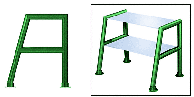 C.R. Laurence CRL Elegant 159 Series Sneeze Guard - 1-1/2&quot; Powder Painted Tubing, Glass On Top and Shelf Only  | SG5159PT