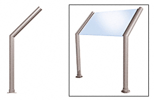 C.R. Laurence CRL Elegant 162 Series Sneeze Guard - 1-1/2&quot; Brushed Stainless Tubing, Glass On Slant Only  | SG5162BS