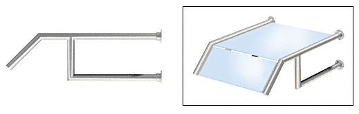 C.R. Laurence CRL Elegant 164 Series Sneeze Guard - 1-1/2&quot; Polished Stainless Tubing, Glass On Slant and Top Only  | SG5164PS