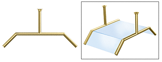 C.R. Laurence CRL Elegant 165 Series Sneeze Guard - 1-1/2&quot; Polished Brass Tubing, Glass On Slants and Top Only  | SG5165PB