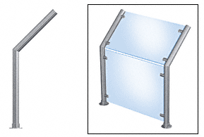 C.R. Laurence CRL Contemporary 201 Series Sneeze Guard - 1-1/2&quot; Brushed Stainless Tubing, Glass On Slant and Front Only | SG5201BS