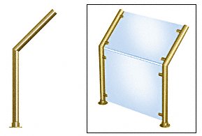 C.R. Laurence CRL Contemporary 201 Series Sneeze Guard - 1-1/2&quot; Polished Brass Tubing, Glass On Slant and Front Only  | SG5201PB