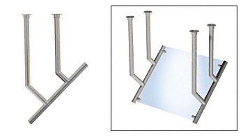 C.R. Laurence CRL Contemporary 204 Series Sneeze Guard - 1-1/2&quot; Brushed Stainless Tubing, Glass On Slant Only  | SG5204BS