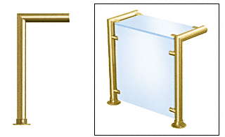 C.R. Laurence CRL Contemporary 205 Series Sneeze Guard - 1-1/2&quot; Polished Brass Tubing, Glass On Top and Front Only | SG5205PB