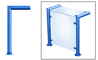 C.R. Laurence CRL Contemporary 205 Series Sneeze Guard - 1-1/2&quot; Powder Painted Tubing, Glass On Top and Front Only  | SG5205PT