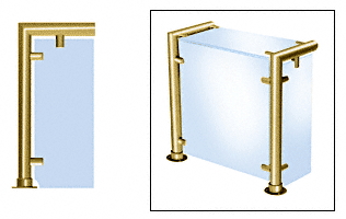 C.R. Laurence CRL Contemporary 206 Series Sneeze Guards - 1-1/2&quot; Polished Brass Tubing, Glass On Top, Front, and One or Both Ends  | SG5206PB