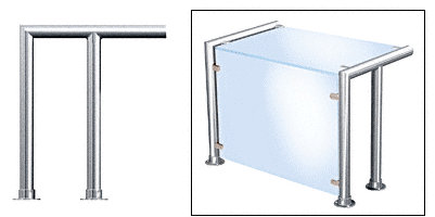 C.R. Laurence CRL Contemporary 207 Series Sneeze Guard - 1-1/2&quot; Polished Stainless Tubing, Glass On Top and Front Only  | SG5207PS