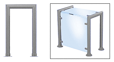 C.R. Laurence CRL Contemporary 209 Series Sneeze Guard - 1-1/2&quot; Brushed Stainless Tubing, Glass On Top and Front Only  | SG5209BS