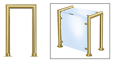 C.R. Laurence CRL Contemporary 209 Series Sneeze Guard - 1-1/2&quot; Polished Brass Tubing, Glass On Top and Front Only  | SG5209PB