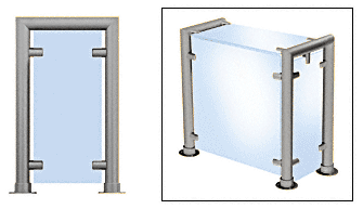 C.R. Laurence CRL Contemporary 210 Series Sneeze Guard - 1-1/2&quot; Brushed Stainless Tubing, Glass On Top, Front, and One or Both Ends  | SG5210BS