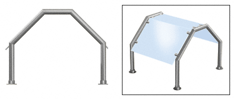 C.R. Laurence CRL Contemporary 213 Series Sneeze Guard - 1-1/2&quot; Brushed Stainless Tubing, Glass On Top and Slants Only  | SG5213BS