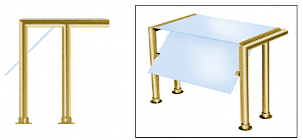C.R. Laurence CRL Contemporary 301 Series Sneeze Guard - 1-1/2&quot; Polished Brass Tubing, Glass On Top and Front Only Moveable Glass  | SG5301PB