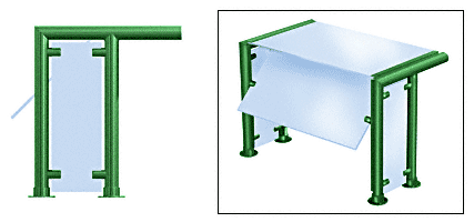 C.R. Laurence CRL Contemporary 302 Series Sneeze Guard - 1-1/2&quot; Powder Painted Tubing, Glass On Top, Front, and One or Both Ends Moveable Glass  | SG5302PT