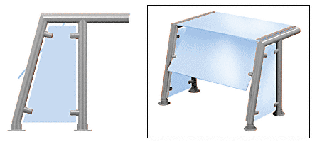C.R. Laurence CRL Contemporary 304 Series Sneeze Guard - 1-1/2&quot; Brushed Stainless Tubing, Glass On Top, Front, and One or Both Ends Moveable Glass  | SG5304BS