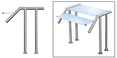 C.R. Laurence CRL Contemporary 306 Series Sneeze Guard - 1-1/2&quot; Polished Stainless Tubing, Glass On Top and Slant Only Moveable Glass  | SG5306PS