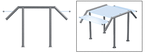 C.R. Laurence CRL Contemporary 308 Series Sneeze Guard - 1-1/2&quot; Brushed Stainless Tubing, Glass On Slants and Top Only Moveable Glass  | SG5308BS
