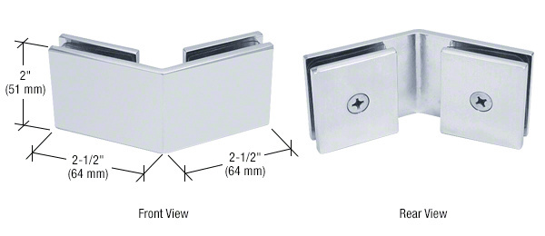 CRL Polished Chrome Square 135 Degree Glass-to-Glass Clamp  | SGC135CH