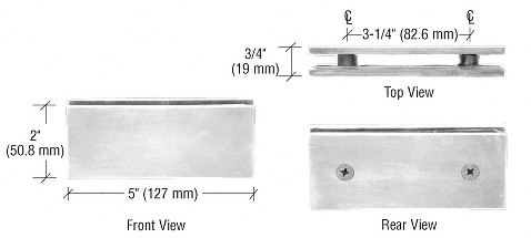 CRL Brushed Nickel Square 180 Degree Glass-to-Glass Clamp  | SGC180BN