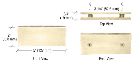 CRL Polished Brass Square 180 Degree Glass-to-Glass Clamp | SGC180BR