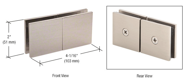 CRL Brushed Nickel Square 180 Degree Glass-to-Glass Movable Transom Clamp  | SGC188BN