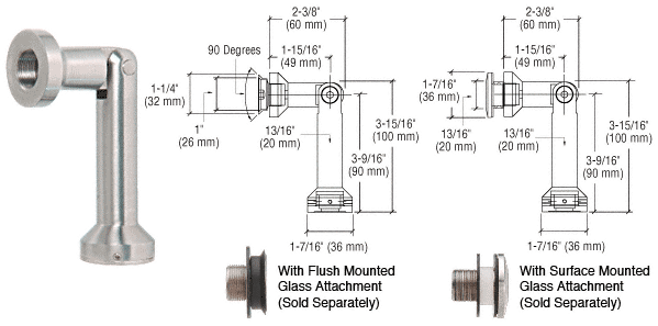 C.R. Laurence CRL Glass-to-Wall Column Swivel Fitting  | SGF63BGW