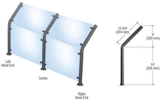 C.R. Laurence CRL Black Powder Paint Style 20 Slimline Series Sneeze Guard- Center | SGS20CBL