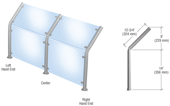 C.R. Laurence CRL Brushed Stainless Style 20 Slimline Series Sneeze Guard- Center | SGS20CBS