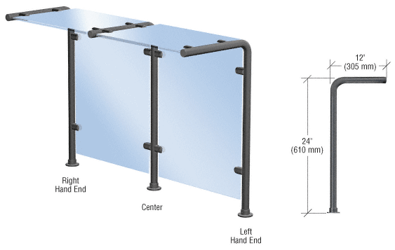 C.R. Laurence CRL Black Powder Paint Style 30 Slimline Series Sneeze Guard- Right Hand End | SGS30REBL