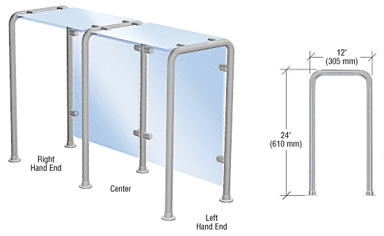 C.R. Laurence CRL Brushed Stainless Style 40 Slimline Series Sneeze Guard- Right Hand End | SGS40REBS