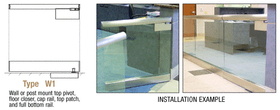 C.R. Laurence CRL Wall Mount Swinging Gate with Top Pivot Plus Cap Rail, Top Notch, and Full Bottom Rail | SGW1C
