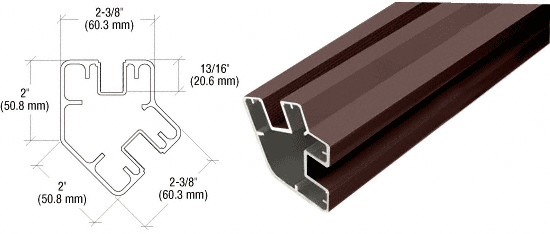C.R. Laurence CRL Bronze Matte 2&quot; x 2-3/8&quot; Rectangular 135 Degree Post - 20 ft 1 in long  | SP5241BRZ