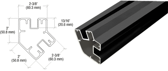 C.R. Laurence CRL Black Matte 60&quot; Long 2&quot; x 2-3/8&quot; Rectangular 135 Degree Post | SP560BL