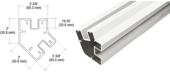 C.R. Laurence CRL Sky White 60&quot; Long 2&quot; x 2-3/8&quot; Rectangular 135 Degree Post | SP560W