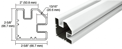 C.R. Laurence CRL Agate Gray 2&quot; x 2-5/8&quot; Square 90 Degree Post - 20 ft 1 in long  | SP9194AGY
