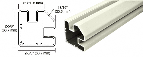 C.R. Laurence CRL Oyster White 36&quot; Long 2&quot; x 2-5/8&quot; Square 90 Degree Post | SP9360W