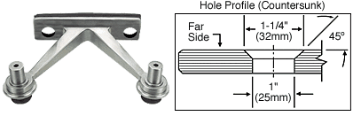 C.R. Laurence CRL Brushed Stainless 2-Way Regular Duty Fin Stabilized Wall Mount Half Spider Fitting | SPF412BS